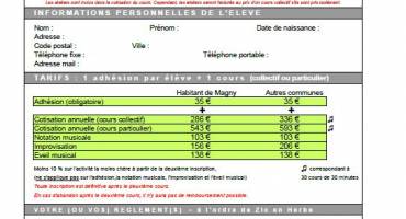 Fiche d'inscription