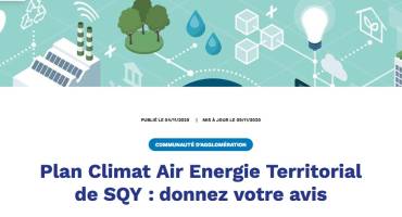 Plan Climat Air Energie Territorial de SQY : donnez votre avis