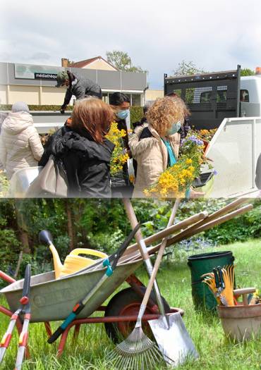 Distribution de fleurs & atelier "entretenir leurs outils de jardinage"