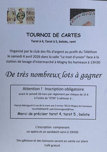 Tournoi de cartes avril 2026