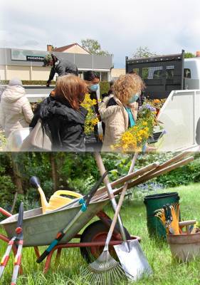 Distribution de fleurs & atelier "entretenir leurs outils de jardinage"