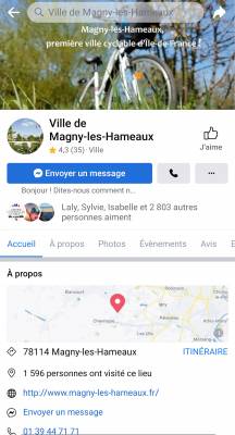 Facebook de la ville de Magny-les-Hameaux