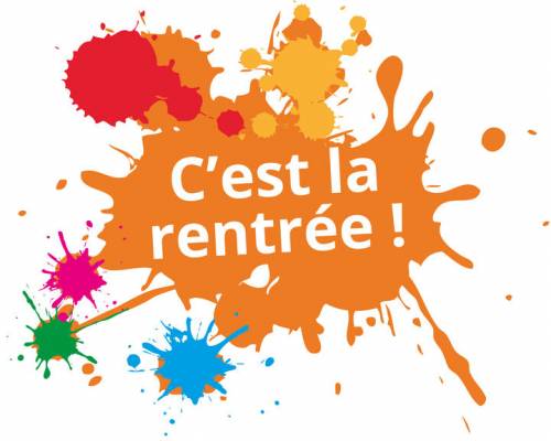 Tache de peinture avec écriture "c'est la rentrée ! "