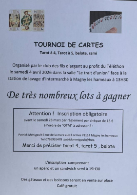 Tournoi de cartes avril 2026