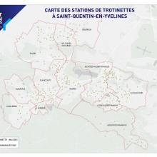 Carte des stations de trotinettes sur l'ensemble de l'agglomération de SQY