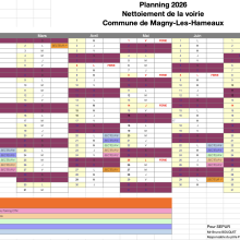 Calendrier de nettoyage des rues 2026