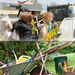 Distribution de fleurs & atelier "entretenir leurs outils de jardinage"