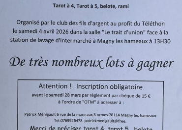 Tournoi de cartes avril 2026