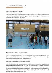 Les + du mag - novembre 2017 Arnaud Reicher, Président de Magny Badminton