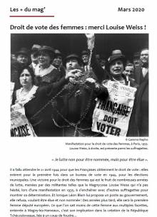Les + du mag' - Mars 2020 - Louise Weiss et le droit de vote des femmes
